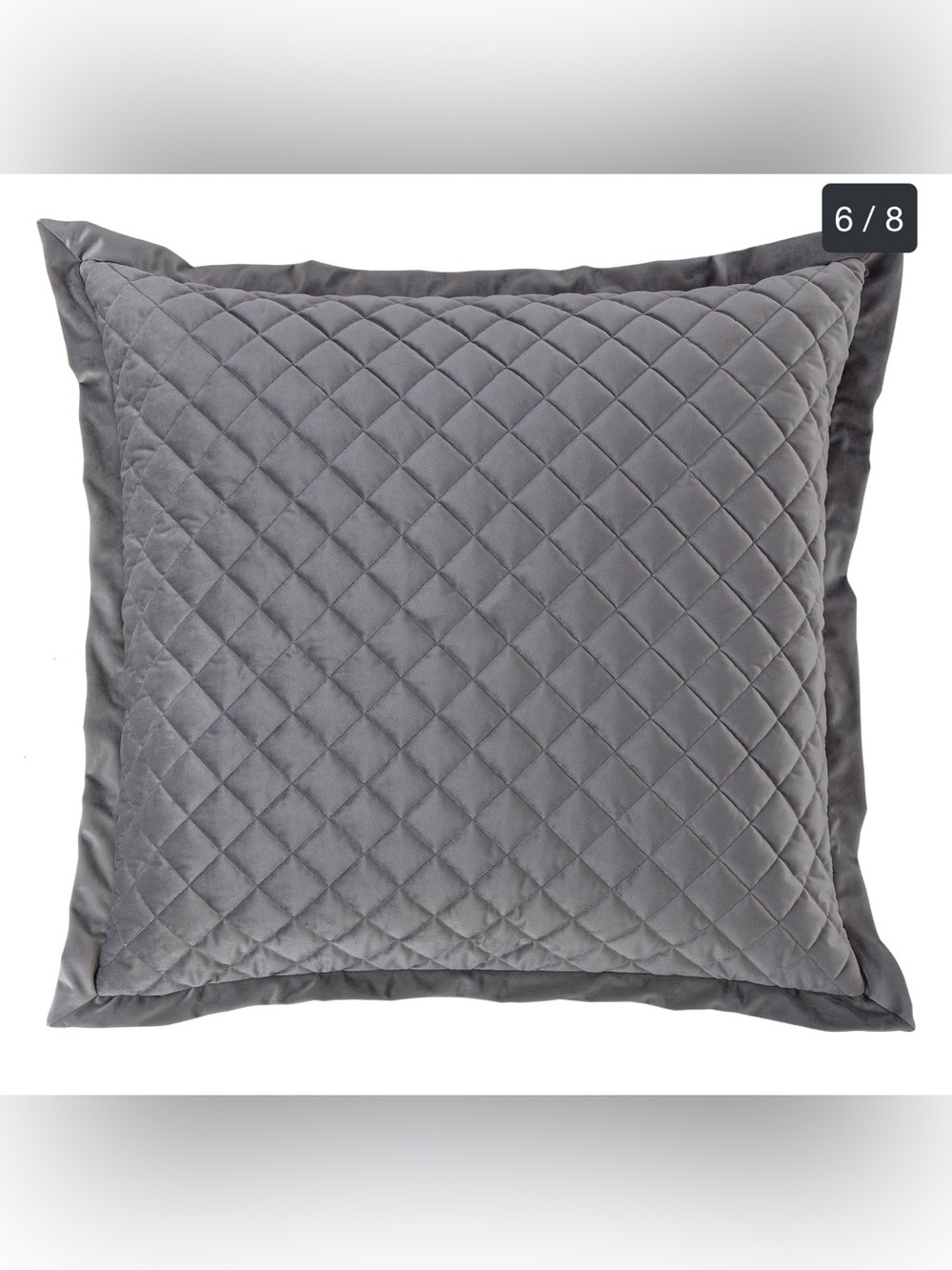 HiEnd Accents luxury Gray Velvet Diamond Quilted Euro Sham, 27x27 inches